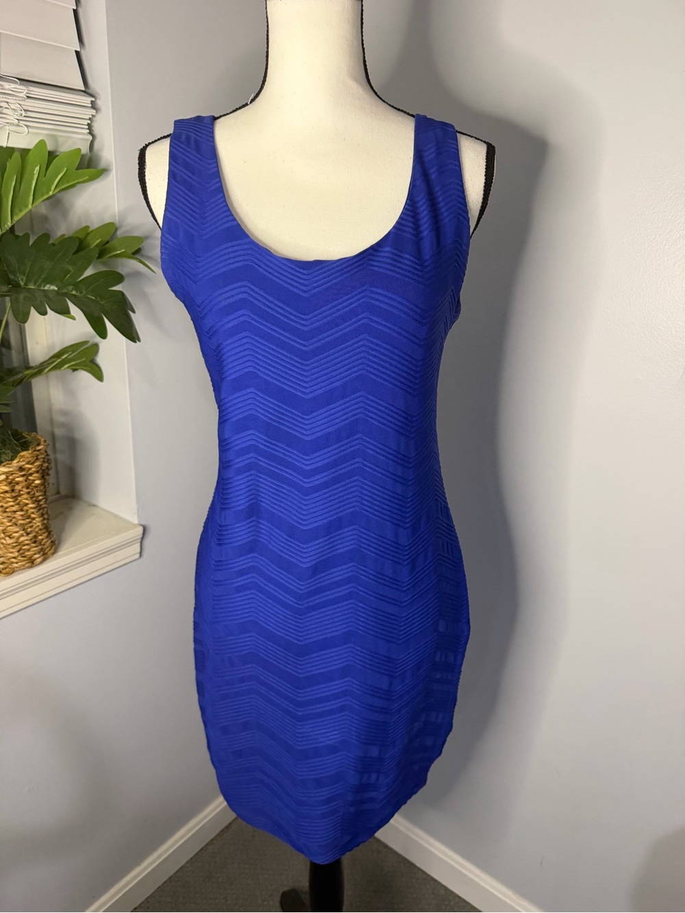 B Darlin Cobalt Blue Chevron Bodycon Mini Dress